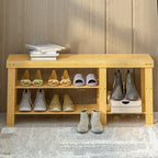 2-Tier Bamboo Shoe Organizer for Entryway Storage Solutions