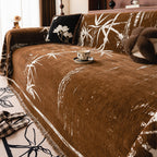 Elegant Bamboo Pattern Chenille Fabric Sofa Cover in Bamboo Whisper