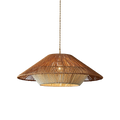 Woven Bamboo Pendant Light featuring a Broad Conical Shade