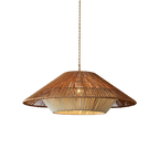 Woven Bamboo Pendant Light featuring a Broad Conical Shade