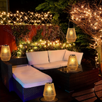 Integrated Solar LED Lantern for Garden with Woven Frame