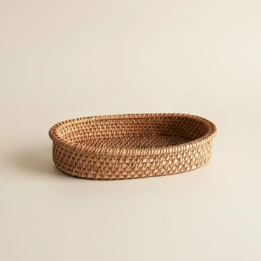 Natural Harmony Handwoven Rattan Serving Basket