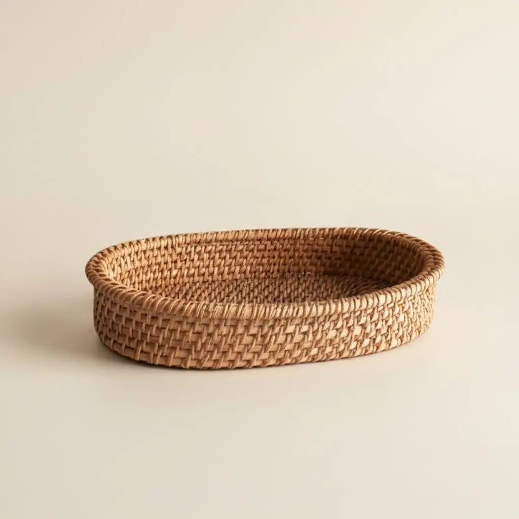 Natural Harmony Handwoven Rattan Serving Basket