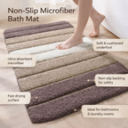 Absorbent Microfiber Bath Rug with Non-Slip Backing for Bathroom