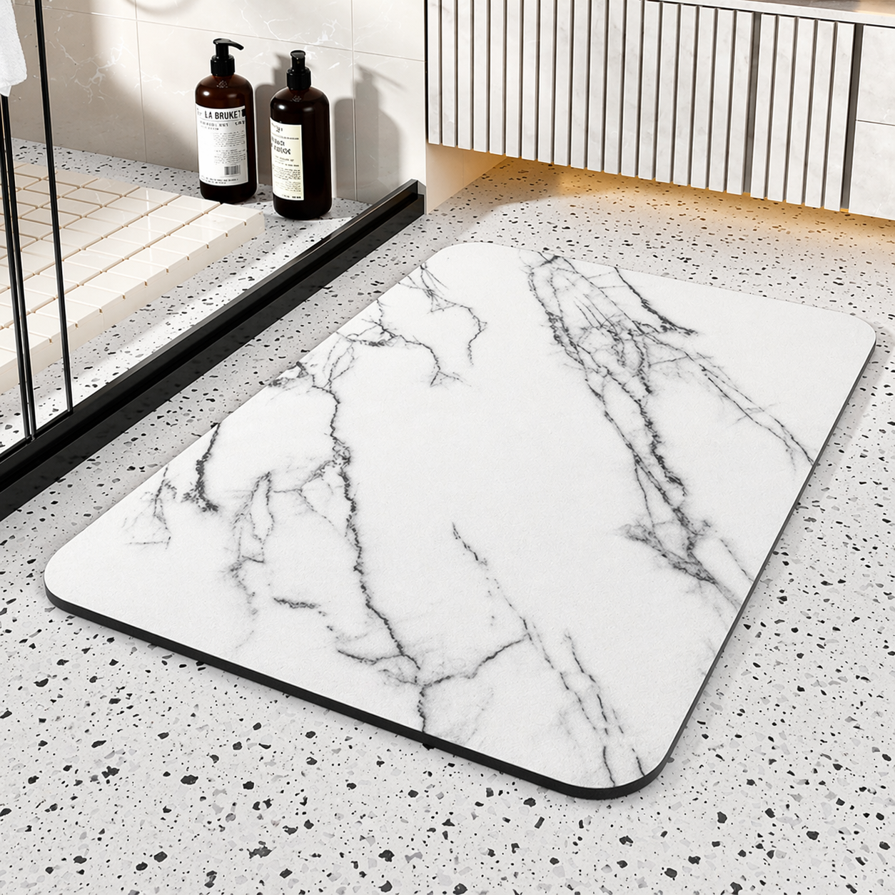 Non-Slip Diatom Stone Rug for Bathroom – Quick Dry Marble Mat