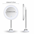 LED Bathroom Mirror with Magnification and Adjustable Arm