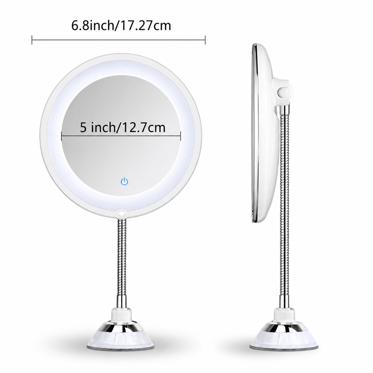 LED Bathroom Mirror with Magnification and Adjustable Arm