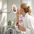 LED Bathroom Mirror with Magnification and Adjustable Arm