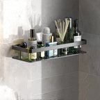 Space-Saving Aluminum Bathroom Shelf with No-Drill Installation