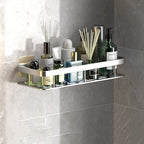 Space-Saving Aluminum Bathroom Shelf with No-Drill Installation