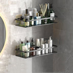 Space-Saving Aluminum Bathroom Shelf with No-Drill Installation