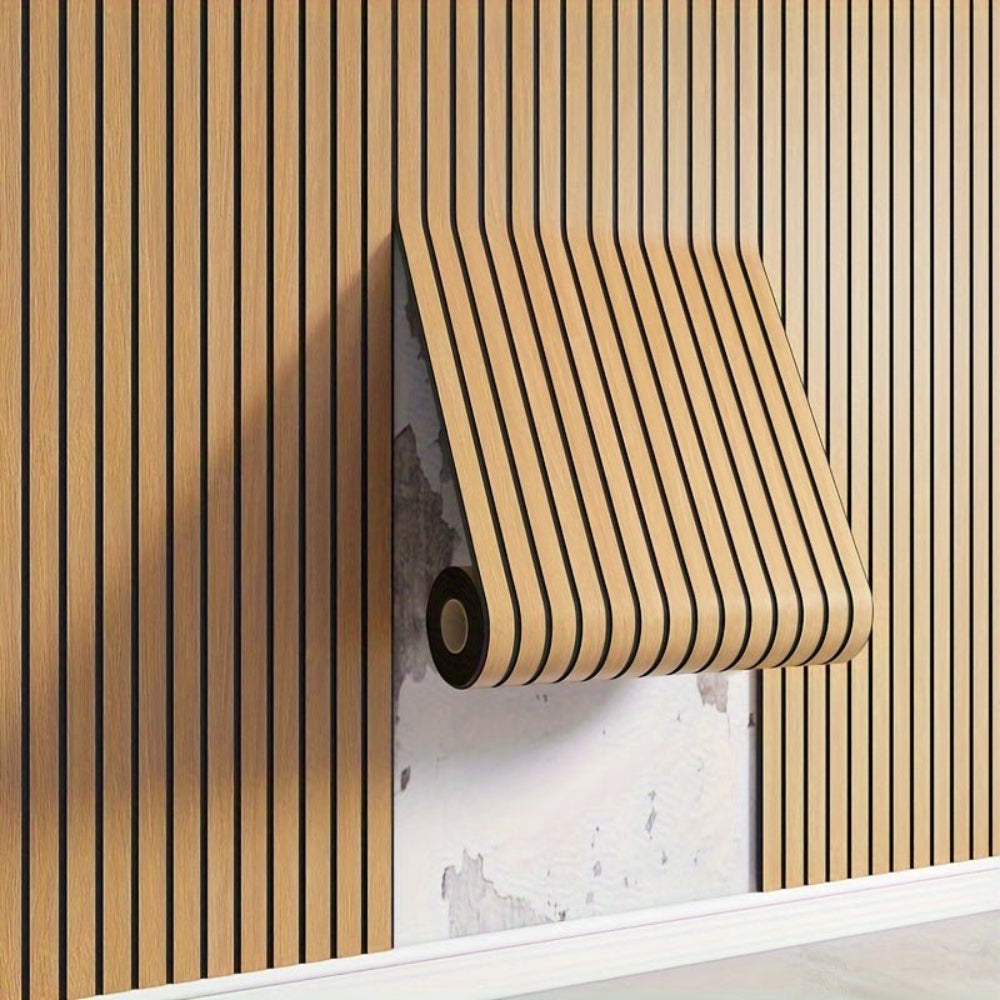 Self-Adhesive PVC Wall Panels with 3D Wood Design for Home Decoration
