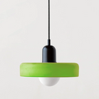 Glass Pendant Light with Ring Shade in Bauhaus Design