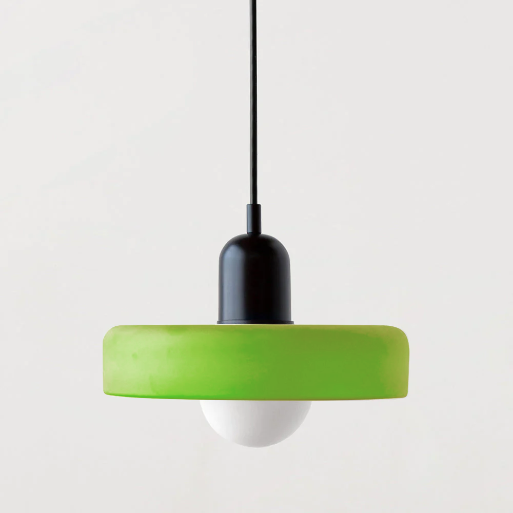 Glass Pendant Light with Ring Shade in Bauhaus Design