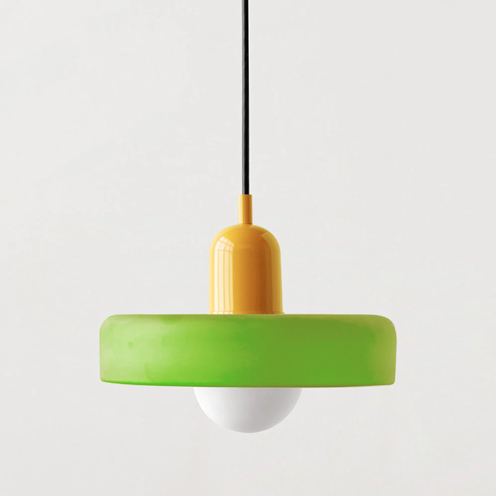 Glass Pendant Light with Ring Shade in Bauhaus Design