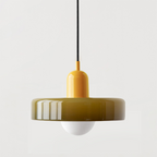 Glass Pendant Light with Ring Shade in Bauhaus Design
