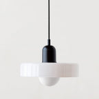 Glass Pendant Light with Ring Shade in Bauhaus Design