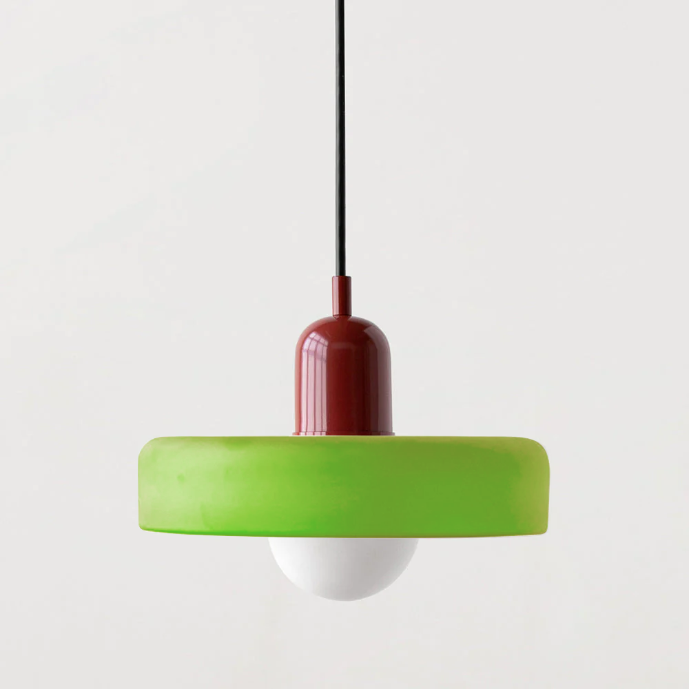 Glass Pendant Light with Ring Shade in Bauhaus Design