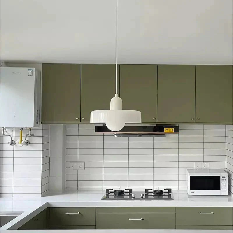 Bauhaus Style Pendant Light with Colored Glass