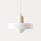 Glass Pendant Light with Ring Shade in Bauhaus Design