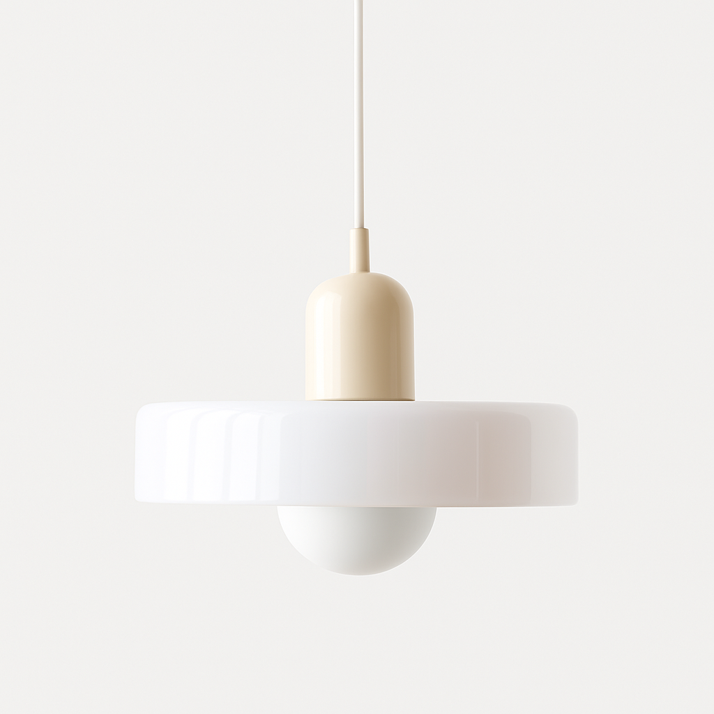 Glass Pendant Light with Ring Shade in Bauhaus Design