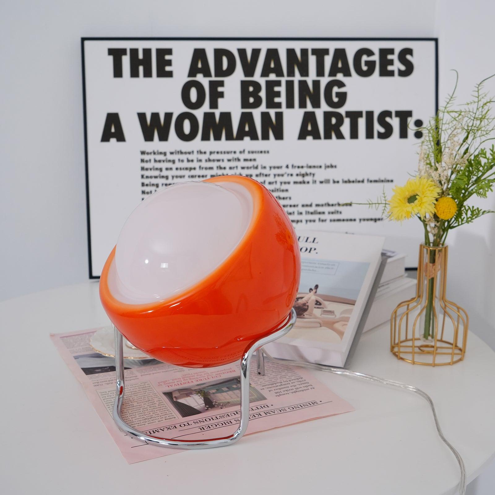Metal Framed Table Lamp with Glass Effect in Bauhaus Design