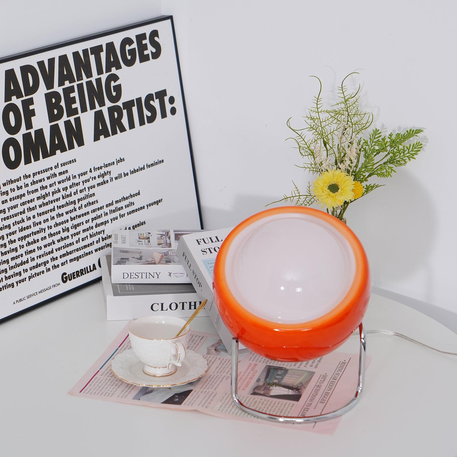 Metal Framed Table Lamp with Glass Effect in Bauhaus Design