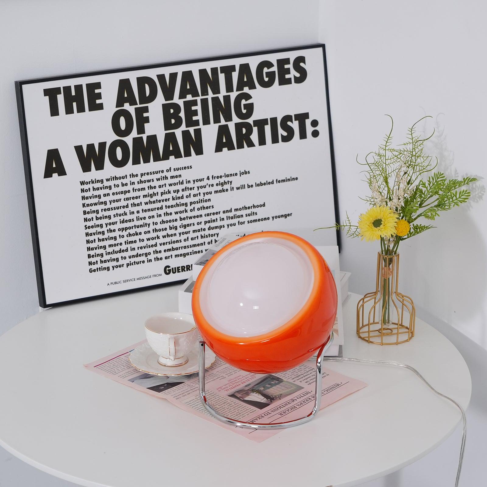 Metal Framed Table Lamp with Glass Effect in Bauhaus Design