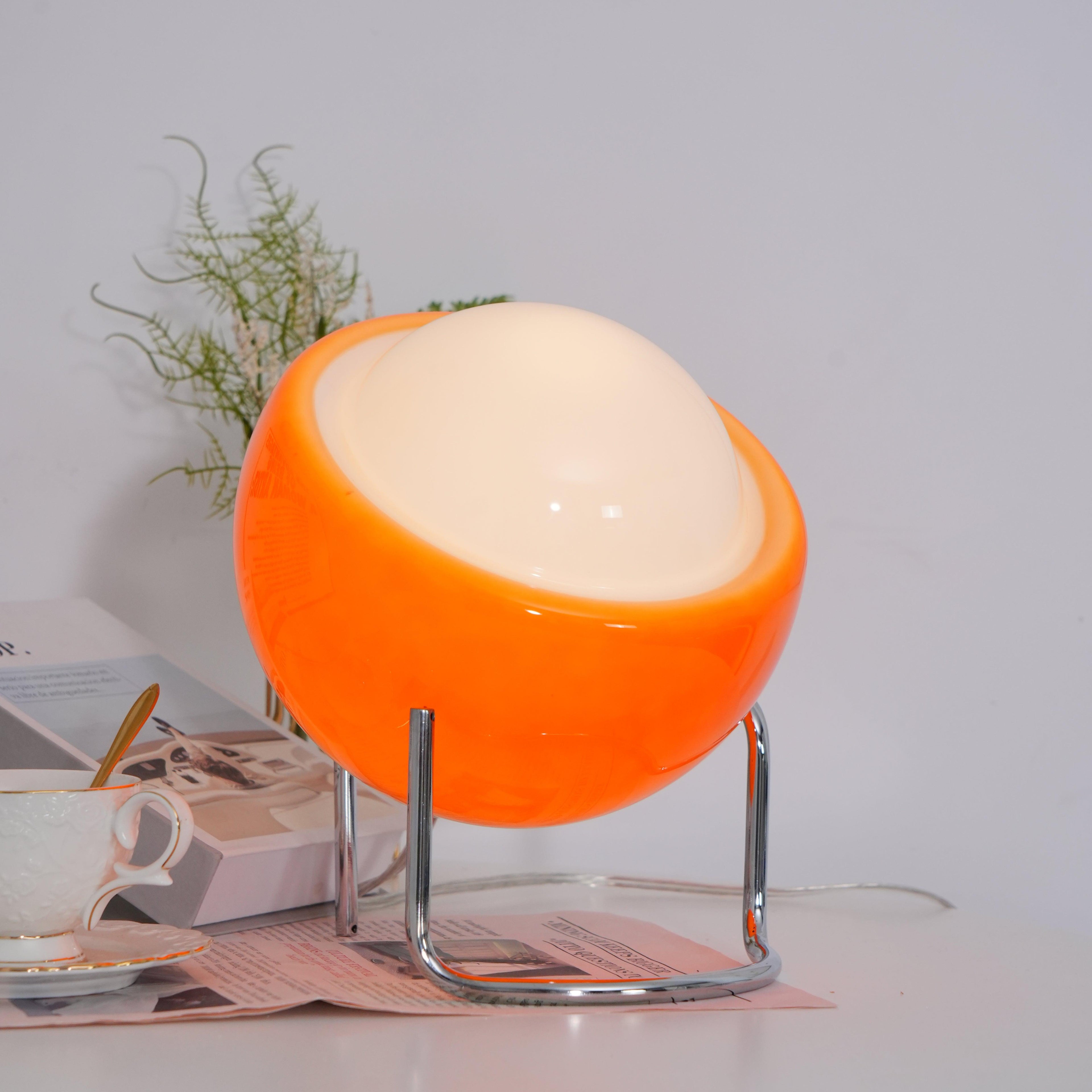 Metal Framed Table Lamp with Glass Effect in Bauhaus Design