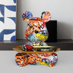 Resin Art Decor Table Tray – Unique Bear Graffiti Sculpture for Home & Office