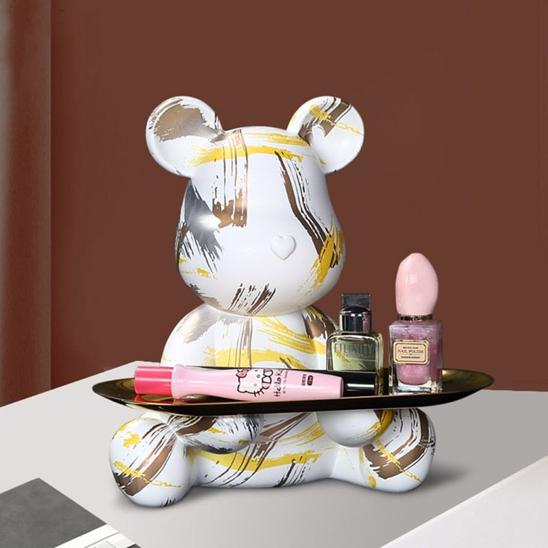 Resin Art Decor Table Tray – Unique Bear Graffiti Sculpture for Home & Office