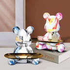 Resin Art Decor Table Tray – Unique Bear Graffiti Sculpture for Home & Office
