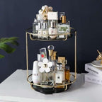 Gilded Glam 2-Tier Rotating Vanity Display for Beauty Essentials