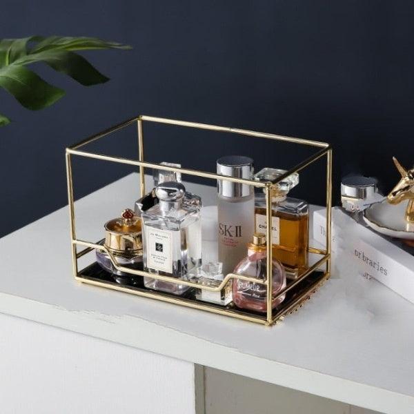Gilded Glam 2-Tier Rotating Vanity Display for Beauty Essentials
