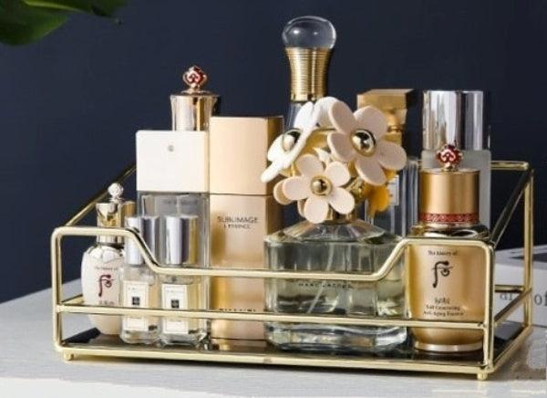 Gilded Glam 2-Tier Rotating Vanity Display for Beauty Essentials