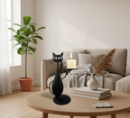 Candle Holder in Black Cat Shape – Metal Decoration for Small Candles