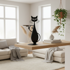 Candle Holder in Black Cat Shape – Metal Decoration for Small Candles