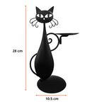 Candle Holder in Black Cat Shape – Metal Decoration for Small Candles