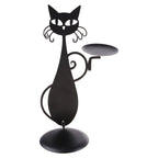 Candle Holder in Black Cat Shape – Metal Decoration for Small Candles