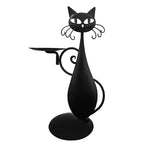 Candle Holder in Black Cat Shape – Metal Decoration for Small Candles