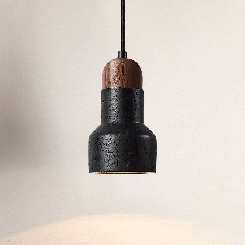 Sleek Walnut & Black Pendant Light for Kitchen Spaces