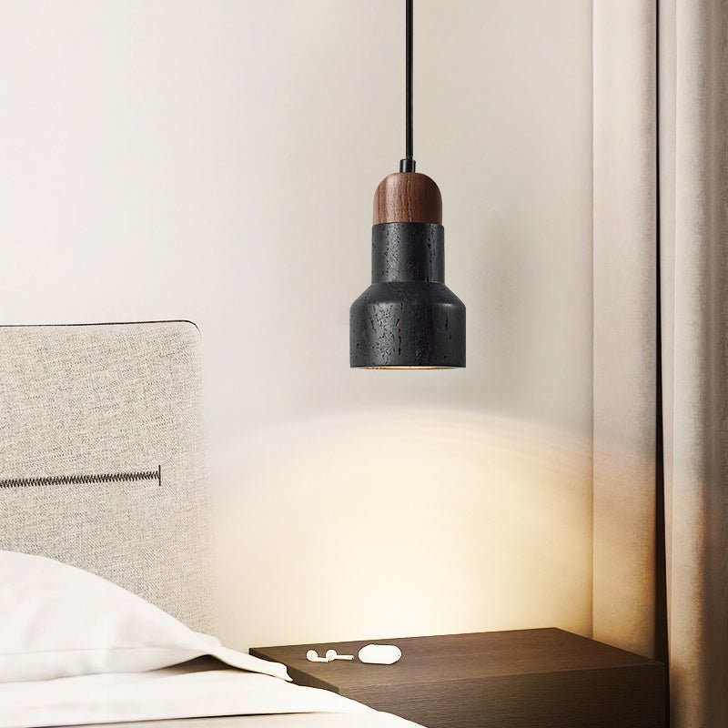 Sleek Walnut & Black Pendant Light for Kitchen Spaces