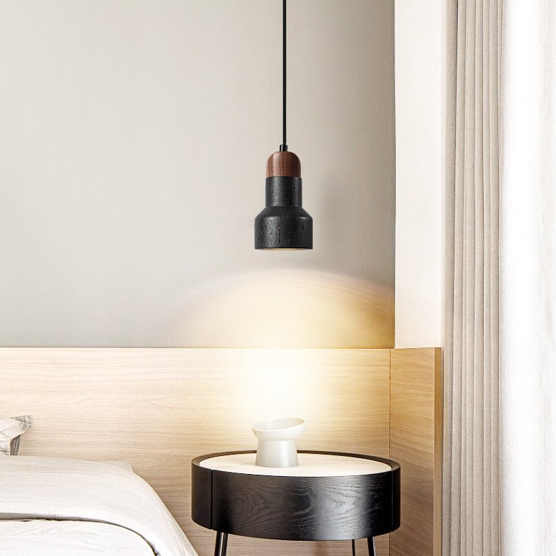 Sleek Walnut & Black Pendant Light for Kitchen Spaces