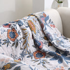 Reversible Floral Throw Blanket with Tassels