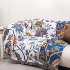 Reversible Floral Throw Blanket with Tassels