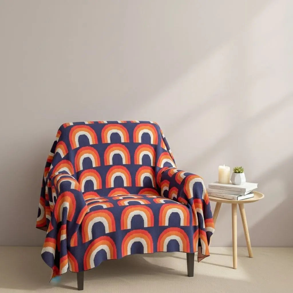 Vibrant Spectrum Knitted Throw Blanket
