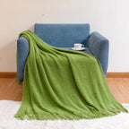 Cozy Textured Knit Blanket with Elegant Fringes