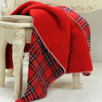 Cozy Checkered Fleece Blanket with Soft Coral Lining