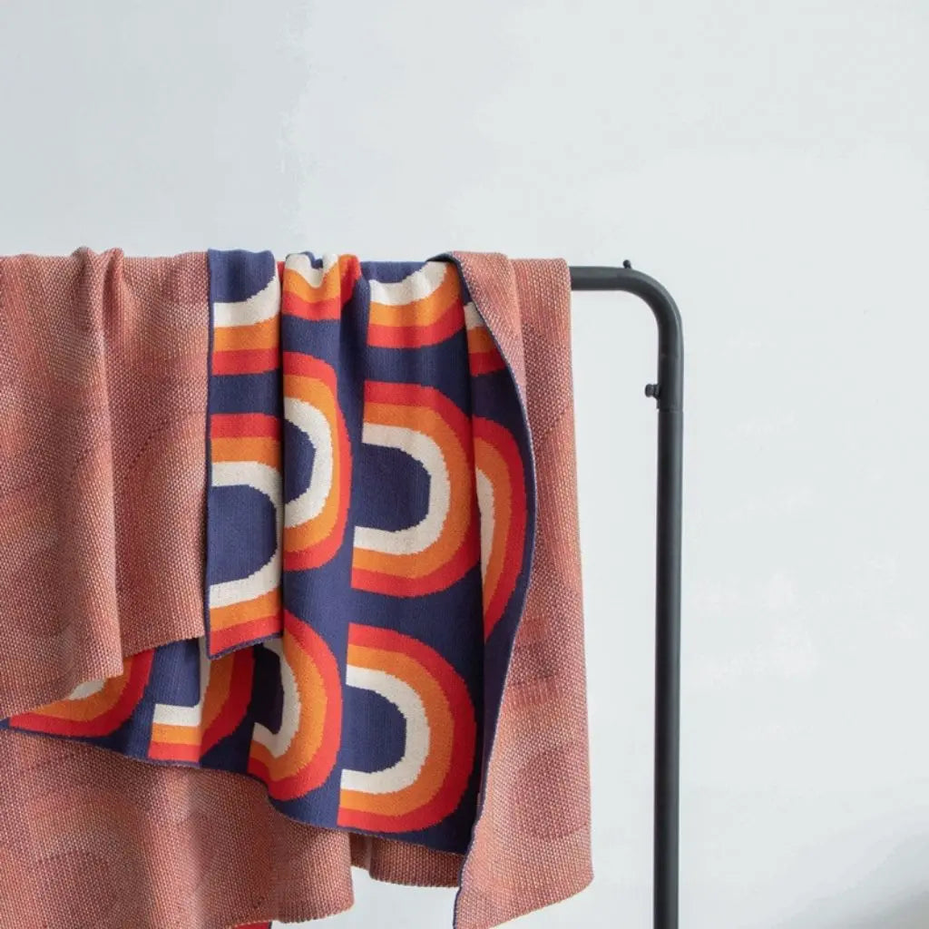 Vibrant Spectrum Knitted Throw Blanket
