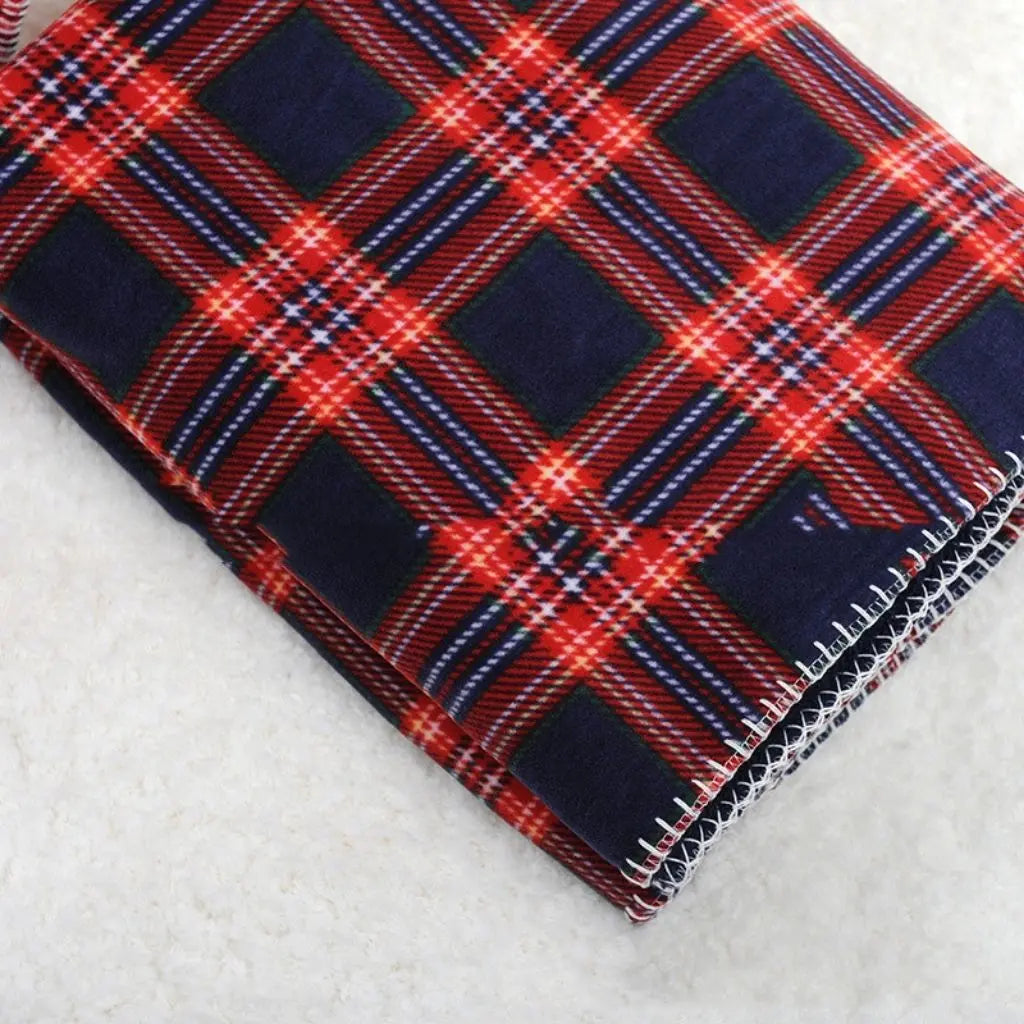 Cozy Checkered Fleece Blanket with Soft Coral Lining
